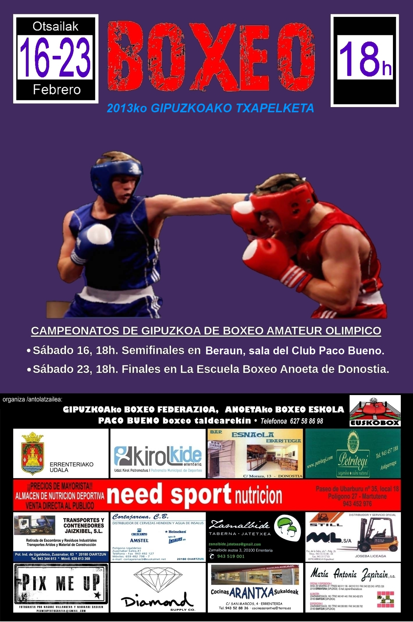 Cartel para campeonatos de boxeo de Gipuzkoa