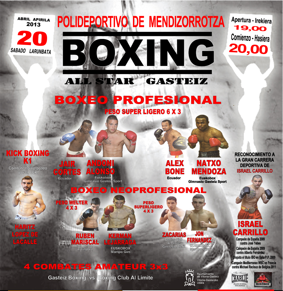 Cartel para velada de boxeo profesional en Vitoria Gasteiz