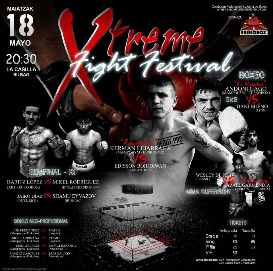 Cartel para velada de boxeo profesional, K1 y MMA en Bilbao