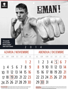 Kerman Lejarraga en el calendario 2014 de boxeo