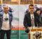 Andrey Tokarev, manager de Alexander de Podolsky y la concejal de Juventud y Deporte del Ayuntamiento de Bilbao, Ohihane Aguirregoitia, con Jon Fernández en un momento de la rueda de prensa.