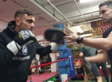 Jon Fernández y Tinín Rodríguez en Mendez Boxing ahace unas horas.